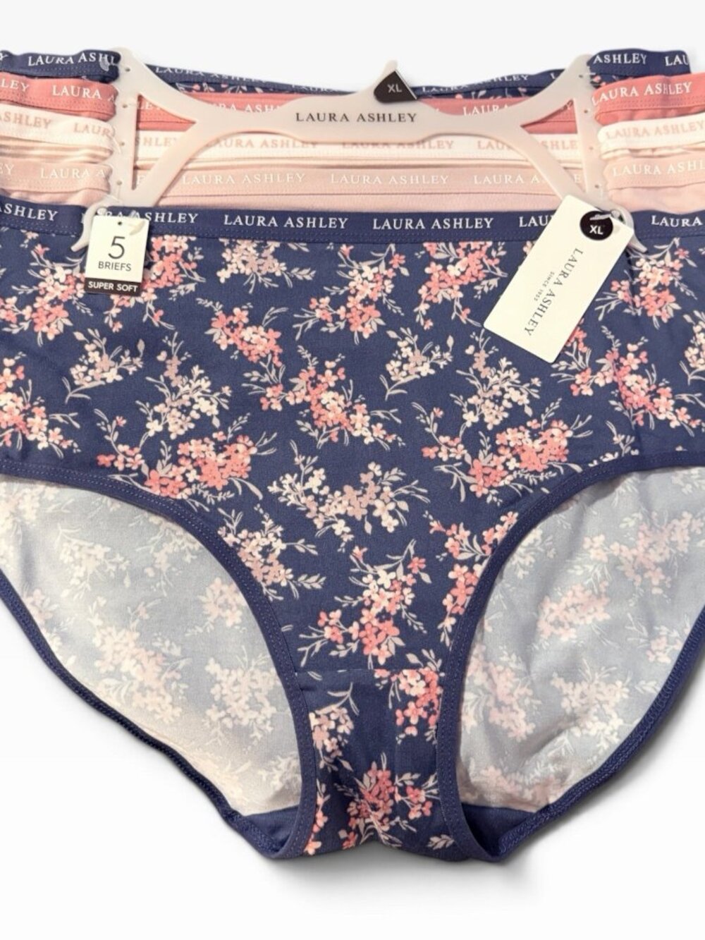 Laura Ashley Women's Brief Underwear Panties Floral 5-Pair Super Soft Blend XL